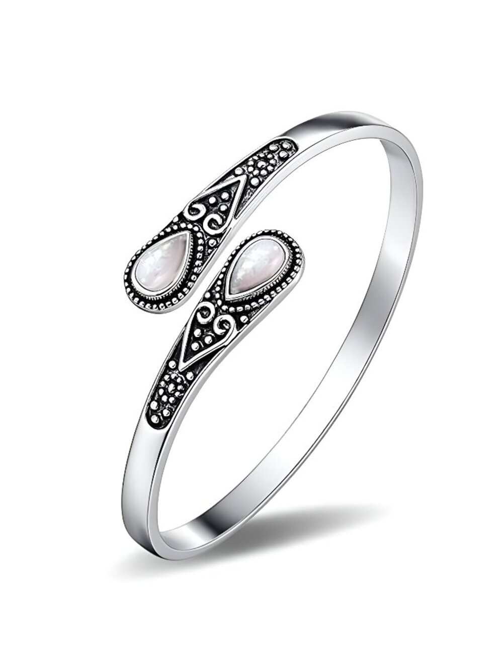 Vintage Sterling Silver Plated Bracelet with Gem Stone, Silver Bangles